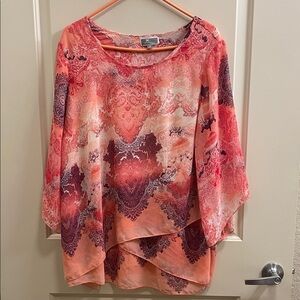 JM Collection Women's Pink and Purple Blouse